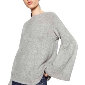 ZARA TRAFALUC Grey Marled Bell Sleeve Sweater Size M